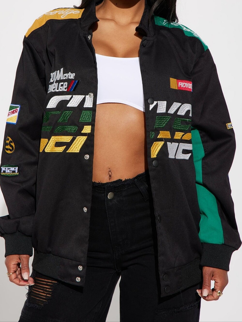 Fashion Nova Women’s 1929 Racer Bomber Jacket Size M